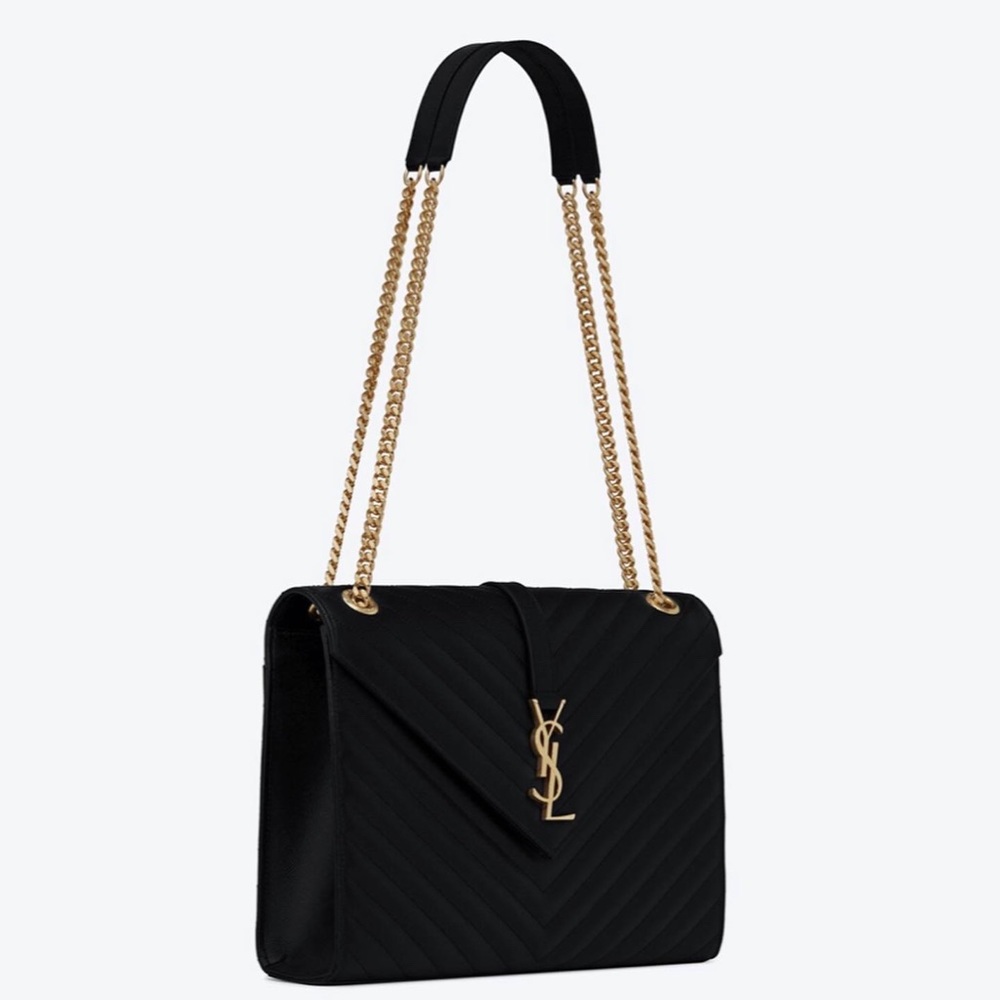 NEW & Extremely Rare!! YSL SAINT LAURENT ENVELOPE LAMBSKIN SMOOTH LEATHER LARGE! - Picture 5 of 16